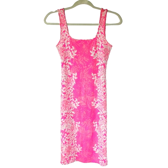 LILLY PULITZER Mick Square Neck Ribbed Dress In Roxie Pink Shadow Dancer - Picture 3 of 14